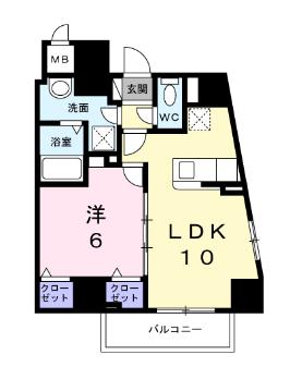 【新築】プラザ・デル・ソル本郷 9階 1LDKの間取り