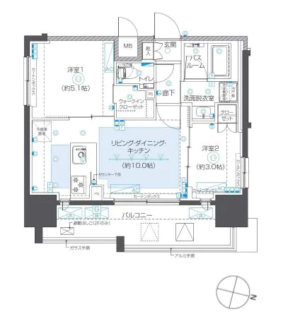 【新築】ZOOM本郷 12階 2LDKの間取り