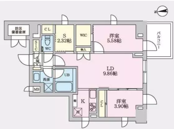 【新築】タスキプライムテラス後楽園 2階 2SLDKの間取り