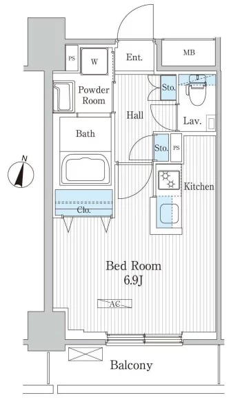 エトワール飯田橋 2階 1Kの間取り