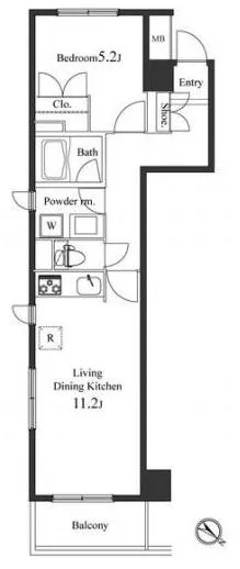 プライマル小石川 5階 1LDKの間取り