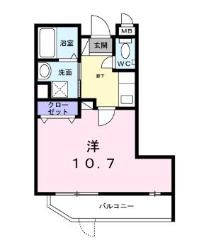 【新築】ブルームオアシス 1階 1Kの間取り