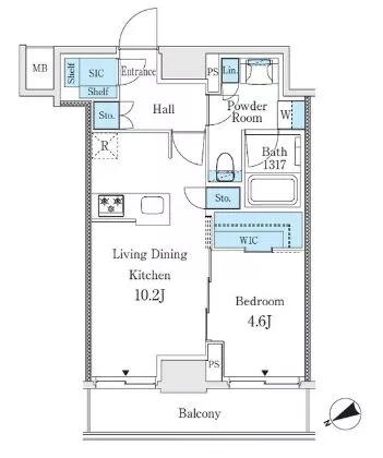 【築浅】プライマル御茶ノ水(旧:リビオメゾン御茶ノ水) 12階 1LDKの間取り