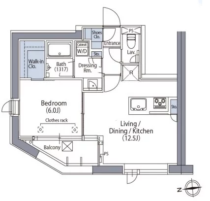 エルスタンザ文京湯島 8階 1LDKの間取り