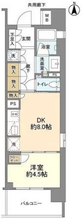 ザ・パークハウス上野池之端レジデンス 6階 1DKの間取り