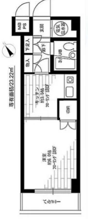 ライオンズマンション駒込六義園 2階 1Kの間取り