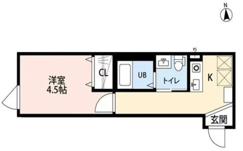 ジュネ谷中 2階 1Kの間取り