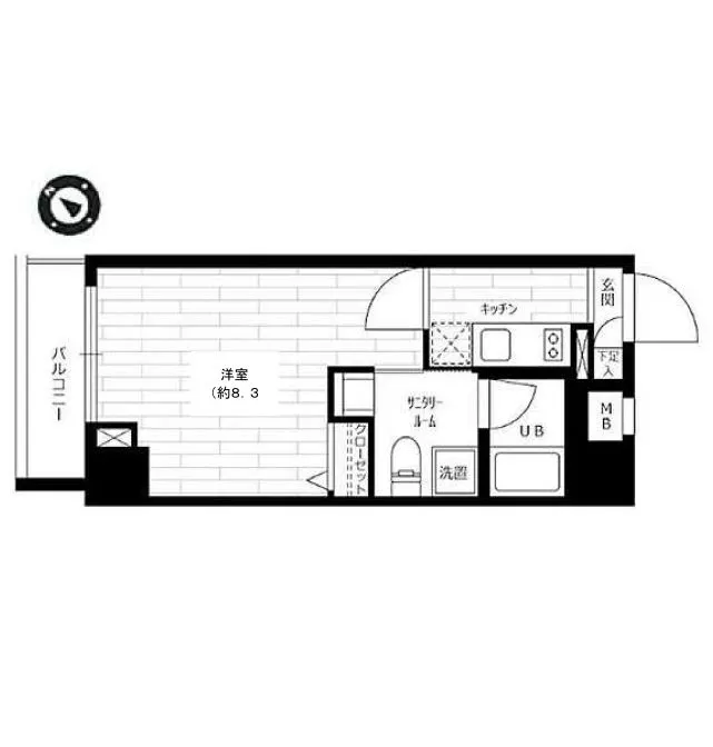 ステージファースト東大前 5階 1Kの間取り