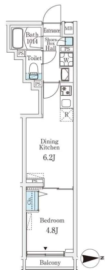 ロスアルコス千駄木 1階 1DKの間取り