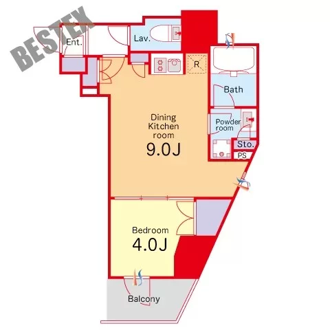 レジディア文京本郷Ⅳ 5階 1DKの間取り