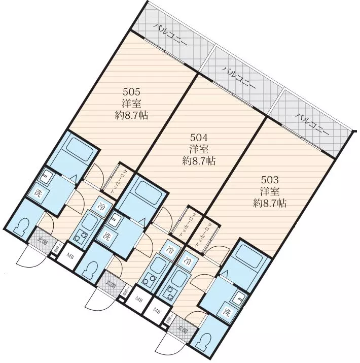 【築浅】Fossette千駄木 5階 1Kの間取り