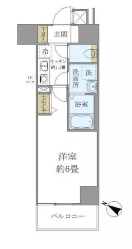 シエル白山B館 9階 1Kの間取り