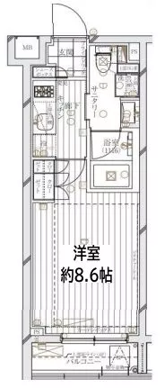 レガリス文京大塚 4階 1Kの間取り