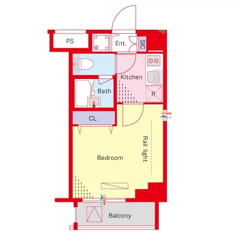 スカイコート茗荷谷壱番館 6階 1Kの間取り