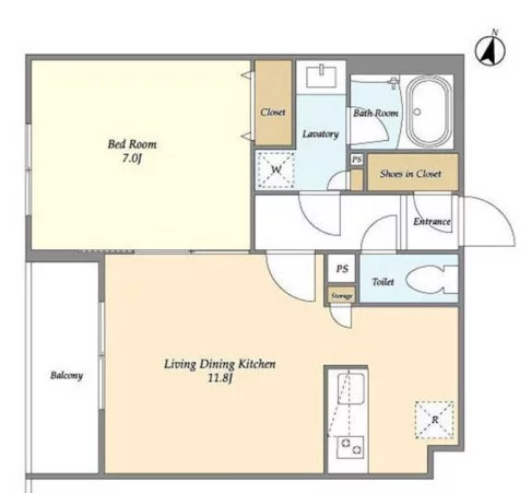 テラスミーレ文京弥生 3階 1LDKの間取り
