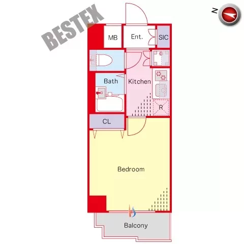 スカイコート後楽園壱番館 6階 1Kの間取り