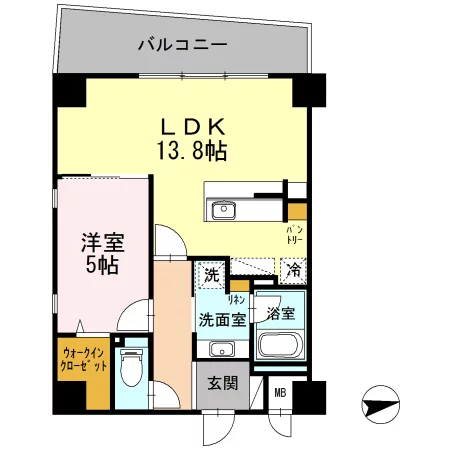 CP HOMES(シーピーホームズ) 4階 1LDKの間取り