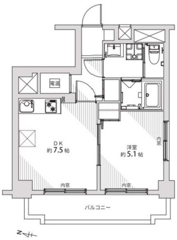 赤門ロイヤルハイツ 11階 1DKの間取り