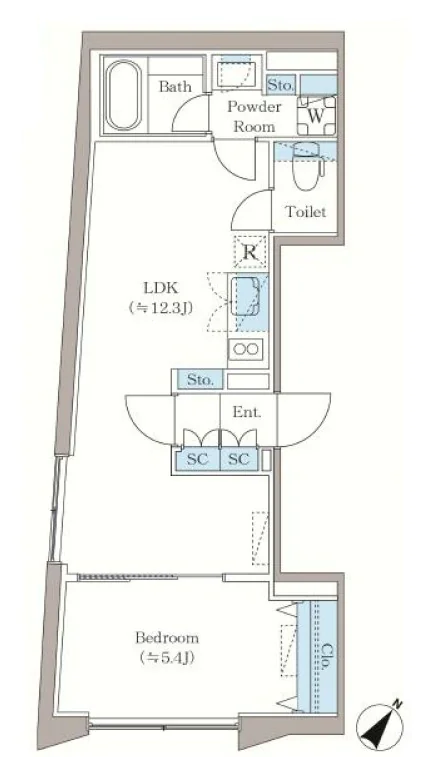 アローズ茗荷谷 3階 1LDKの間取り
