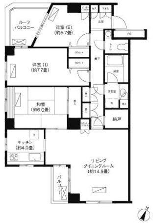 ヒルサイド白山 4階 3LDKの間取り