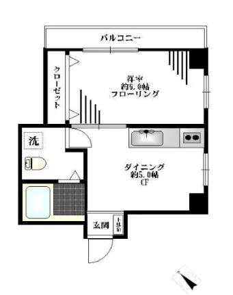 池田関口ビル 3階 1DKの間取り