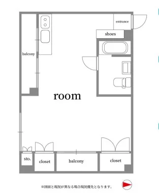 学園台ハイツ 4階 1Rの間取り