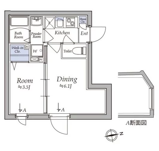 アトリオフラッツ湯島 5階 1DKの間取り