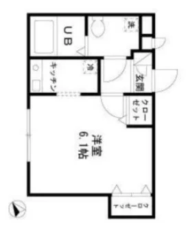 ショーコート本駒込 2階 1Rの間取り