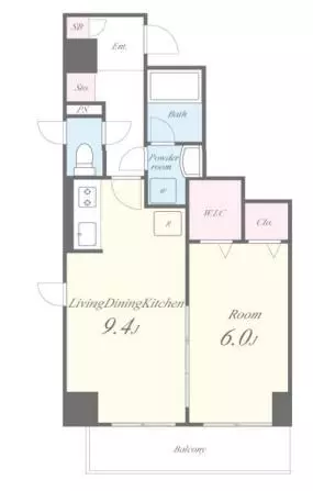ブルックスレジデンス 4階 1LDKの間取り