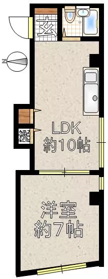 千駄木ベガハウスミタケビル 3階 1LDKの間取り