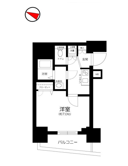 アイル文京白山 9階 1Kの間取り