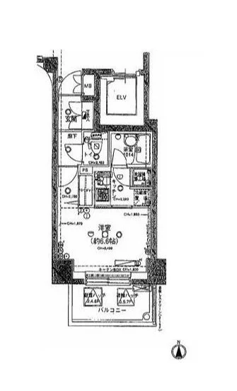 パレステュディオ文京音羽 3階 1Kの間取り