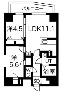 プレール・ドゥーク文京本郷 11階 2LDKの間取り