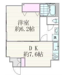 メタセコイヤマンション 2階 1DKの間取り