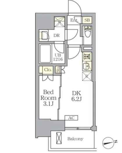 【新築】ザ・ライオンズフォーシア文京湯島 10階 1DKの間取り