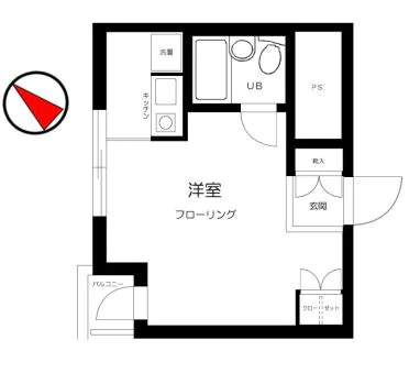 スカイコート後楽園第2 3階 1Rの間取り