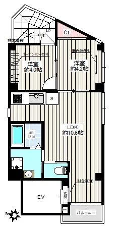 【新築】エクラ東大前~eclat todaimae~ 5階 2LDKの間取り