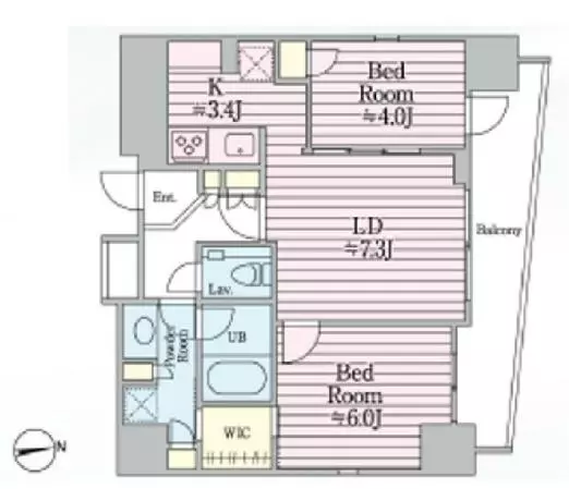 サンイング飯田橋 9階 2LDKの間取り
