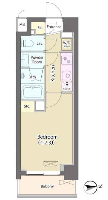 【築浅】神明公園ハイツ・文京 2階 1Kの間取り