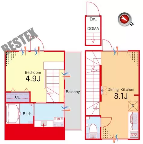 文京大塚テラス 2階 1DKの間取り