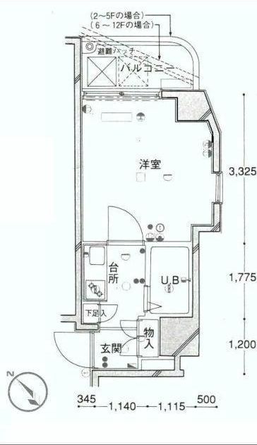 ダイホープラザ千駄木 5階 1Kの間取り