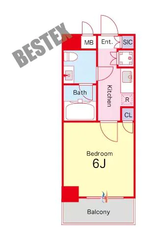 プレール・ドゥーク文京茗荷谷 3階 1Kの間取り