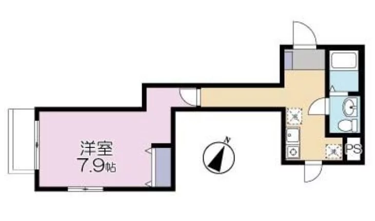 チェリオハイム 2階 1Kの間取り