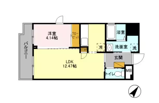 アザレア根津 4階 1LDKの間取り