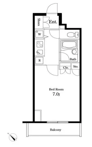 KDX文京千石レジデンス 10階 1Kの間取り