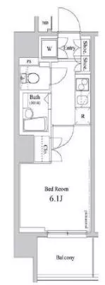 ハーモニーレジデンス文京白山 9階 1Kの間取り