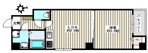 クレスト千駄木 2階 1LDKの間取り