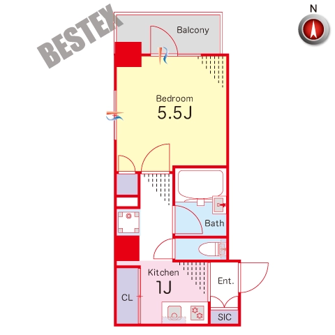 レジディア文京湯島Ⅱ 7階 1Kの間取り