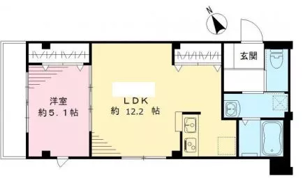 ラシーネ西片 2階 1LDKの間取り