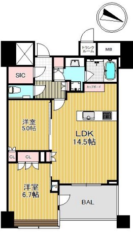 【築浅】パークコート文京小石川ザ・タワー 31階 2LDKの間取り